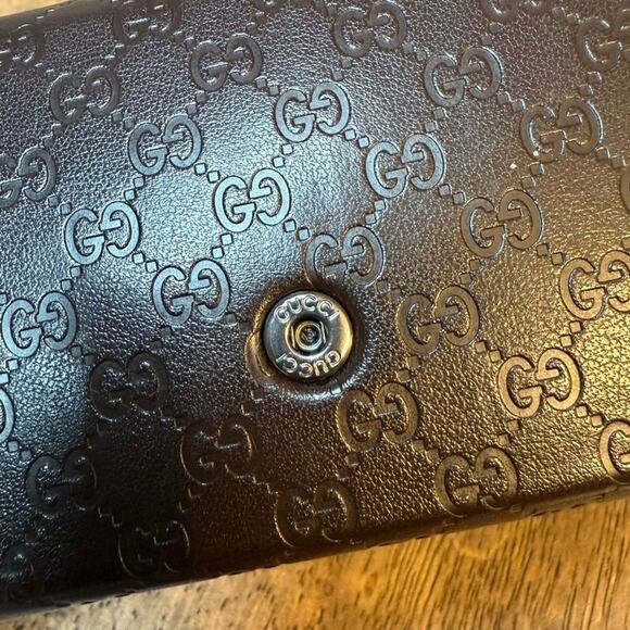 Gucci Foldable Micro Guccissima Sunglasses Case Snap Closure Brown Monogram - Picture 10 of 12